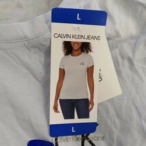 W ×【商品ランク:S】未使用品 カルバンクライン Calvin Klein 半袖 ロゴデザイン カットソー sizeL レディース トップス 婦人服 水色系_画像6