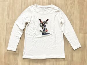 YSL サンローラン イブサンローラン Tシャツ 白T 綿 コットン ロゴ レディース メンズ ユニセックス長袖Tシャツ カットソー トップス ロンT