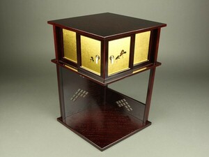 【宇】1936 溜塗 徒然棚 組立式 紙箱 茶道具