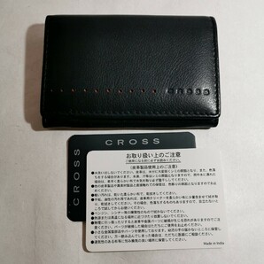 CROSS レザー カードケース 名刺入れ ブラック系 無地 美品の画像1