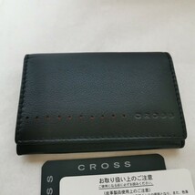 CROSS レザー カードケース 名刺入れ ブラック系 無地 美品_画像2