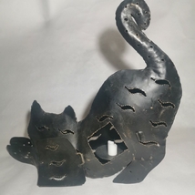 ブリキ 鉄製 黒猫 インテリア ランタン キャンドル立て内蔵 美品_画像7