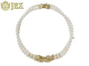 MIKIMOTO【 ミキモト】 K18ダイヤモンド アコヤパールネックレス NO.48220-B