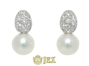 MIKIMOTO[ Mikimoto ] K18WG Akoya pearl diamond earrings NO.48162