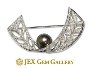 MIKIMOTO[ Mikimoto ] Pt Black Butterfly pearl Akoya pearl brooch No.60172-B