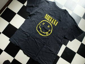 ニルヴァーナ Nirvana バンドTシャツ ロゴ イラスト XLサイズ rock ロック 古着 カートコベイン 黒ブラック アルバム ジャケット ビック