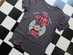 ザフー the who mods プリント Tシャツ ロゴ イラスト Sサイズ 古着 モッズ　バンド　ピンク　リリー