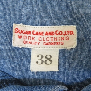 YSS3308★SUGAR CANE/シュガーケーン ヘンリーネック半袖Tシャツ インディゴ染め size38★Aの画像5