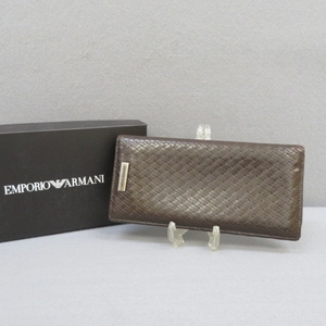 RKO212★EMPORIO ARMANI/エンポリオ　アルマーニ　長財布　レザー　茶★A