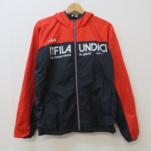 X201★FILA UNDICI フード　フルジップジャケット　赤×紺　メンズM★A