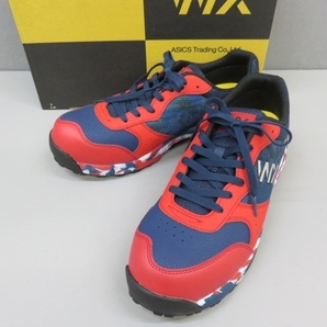 G161★アシックス商事 TEXCY WX テクシーワークス WX-0001 安全靴 限定カラー ネイビー/レッド 27.5cm 未使用 3/25★Aの画像1