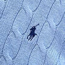 POLO RALPH LAUREN ポロラルフローレン ケーブルニット セーター ポニー刺繍 ライトブルー 水色 パステルカラー Mサイズ ユニセックス_画像5