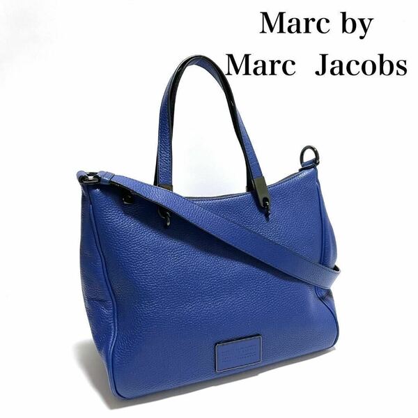 マークジェイコブス ショルダーバッグ 本革 トートバッグ 通勤通学 レザー Marc Jacobs トートバッグ 肩かけ A4 マザーズバッグ ロゴ 青