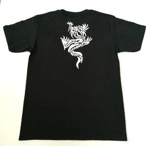 ドラゴン・トライバル・タトゥー・稲龍・プリントTシャツ・黒・M