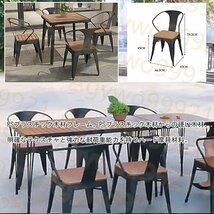 ガーデンテーブルセット 屋外ダイニングテーブルと椅子 5点セット4人用 金属フレーム プラスチック木製テーブル 防水性と耐日光性 D_画像2