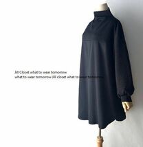 新品【送料185円】伸縮◎BLACK×BLACK*異素材切替え ボトルネックＤＥＳＩＧＮ*ヘムライン*プルオーバー*チュニック*ワンピ3700_画像4