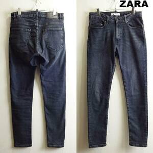 即決★ 送料無★ ZARA　スキニーデニム　W78cm　強ストレッチ　濃紺　モロッコ製　Sz.31　ザラ　H041