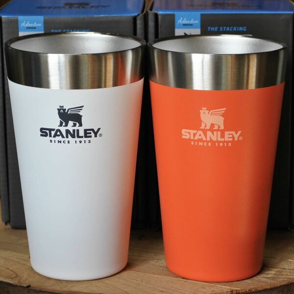 スタンレーSTANLEYスタッキング真空パイント2色セット【ホワイト＆オレンジ】正規品 真空断熱 保冷保温タンブラー ペア アウトドア食器