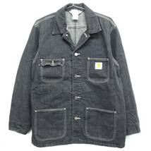 カーハート carhartt メンズ デニム カバーオール ジャケット ブラック サイズL アウトドア アメカジ ワークウェア_画像1