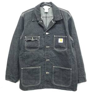 カーハート carhartt メンズ デニム カバーオール ジャケット ブラック サイズL アウトドア アメカジ ワークウェア