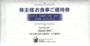 ★物語コーポレーション 株主優待券 3500円分★焼肉きんぐ，丸源ラーメン