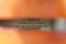 SUZUKI スズキ NO.72 4/4サイズ チェロ 弦楽器 ソフトケース 弓付き 0603112011_画像2