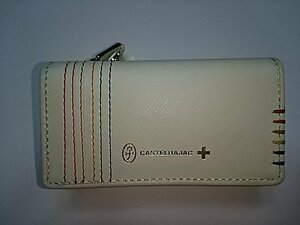  Castelbajac prompt decision! key case change purse .she -stroke white [ new goods unused ] original leather cheap popular special price superior article . bargain 