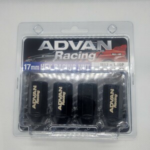 (中古:未開封)ADVAN RACINGナット M12x1.25P ブラック&レーザー文字タイプ 4個(16粒)セット 17HEX