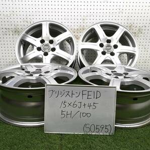 3(S0595)☆札幌発☆インボイス領収書発行可能☆BRIDGESTONE FEID/ブリヂストン フェイド/15x6J+45/5H-100/ウィッシュ アリオン等にの画像1