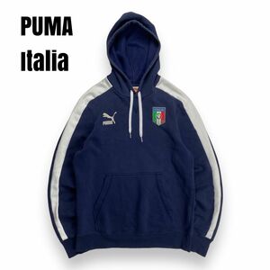 PUMA プーマ サッカーイタリア代表 プルオーバー パーカー フーディ ネイビー M