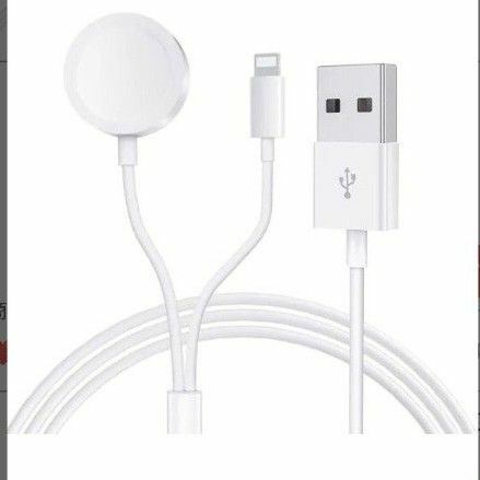 充電器 アップルウォッチ 充電ケーブル USBコネクタ 2in1ケーブル ホワイト