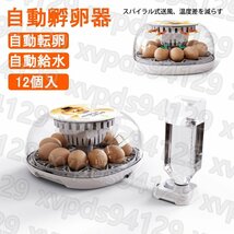 自動孵卵器 ふ卵器 温度表示 自動転卵/加湿 鶏卵12個入卵可能 ニワトリ・ウズラ・ガチョウの卵など 定温ふ卵機 孵化器 孵化装置 ホワイト_画像1