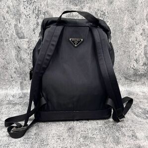 円●大容量●PRADA プラダ V135 バックパック リュックサック ビジネスバッグ 三角ロゴ リナイロン レザー シルバー金具 A4収納 黒 メンズの画像3