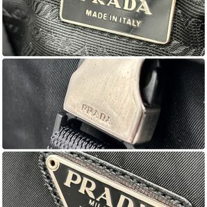 円●大容量●PRADA プラダ V135 バックパック リュックサック ビジネスバッグ 三角ロゴ リナイロン レザー シルバー金具 A4収納 黒 メンズの画像10