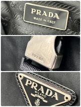 円●大容量●PRADA プラダ V135 バックパック リュックサック ビジネスバッグ 三角ロゴ リナイロン レザー シルバー金具 A4収納 黒 メンズ_画像10