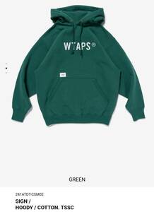 24SS WTAPS SIGN/HOODY/COTTON.TSSCフーディーグリーン01Sサイズ新品未使用