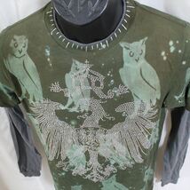 アイコニッククチュール ICONIC COUTURE メンズ長袖Tシャツ カーキグリーン Mサイズ 新品 ロンティー フクロウ アメリカ製_画像2