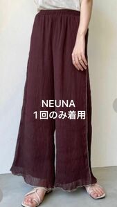 NEUNA ヌナ シフォン楊柳プリーツワイドロングパンツ