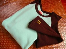 HRM ハリウッドランチマーケット H刺繍 ストレッチ フライス ハーフスリーブ 七分袖 Tシャツ ブラウン×ミント 3 　日本製_画像5