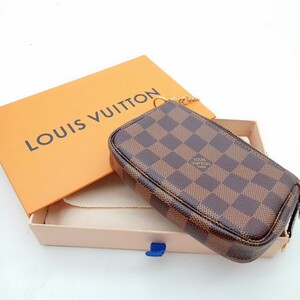 杉本2月No.66 美品 ポシェット ポーチ LOUIS VUITTON ルイヴィトン ダミエライン ショッパー・箱・保存袋付き チェーン