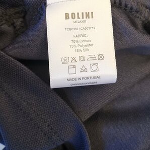 最高級※定価6万◆イタリア・ミラノ発*BOLINI*高級セレブdesigner*豪華シルク/コットン混・長袖ポロシャツ・46/M・紺の画像7