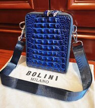 逸品*16万◆イタリア・ミラノ発*BOLINI/ボリニ・最上級牛革・クロコダイル*ショルダーバッグ/リュックサック・紺_画像8