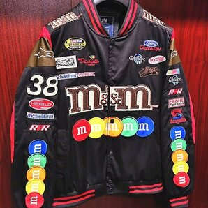 限定品※定価8万◆イタリア・ローマ発*ROBERT CAVANI/ロベルトカバーニ・m&m's*豪華刺繍・ワッペン・スタジアムジャンパー/Mサイズ・黒の画像9