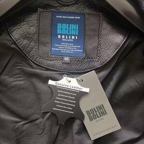 最高級16万◆イタリア・ミラノ発*BOLINI*ブルーラベル※セレブdesigner イタリアン牛革使用・レザージャケット・ライダース・44/Sの画像3