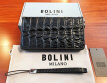 最高峰逸品*イタリア製※定価18万◆イタリア・ミラノ発*BOLINI/ボリニ・最上級牛革・クロコダイル*ラウンドファスナー 長財布・黒_画像7