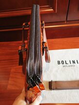 最高級逸品20万◆イタリア・ミラノ発*BOLINI/ボリニ・最上級牛革・クロコダイル*ビジネスバック/ブリーフケース・黄色い_画像6