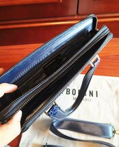 最上級逸品※定価18万◆イタリア・ミラノ発*BOLINI/ボリニ・最上級牛革・クロコダイル*トートバッグ/紺_画像8