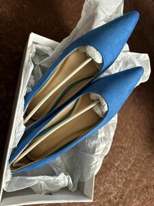  new goods, unused ) ACQUA CALDA blue suede style pumps,24.0 EEE size, heel 5cm