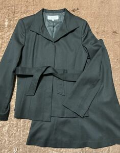 22OCTOBRE 黒 ブラック 隠しボタン ウエストベルトリボン付 スカート スーツ サイズ40。