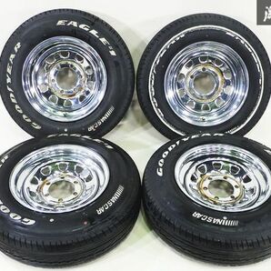 ●DAYTONA デイトナ 15インチ 6穴 PCD139.7 メッキ 鉄チン ホイール 2022年 グッドイヤー 195/80R15 タイヤ 4本 ハイエース キャラバンの画像1